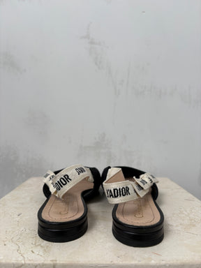 Dior Black Technical J'adior Slingback Flats, 36.5
