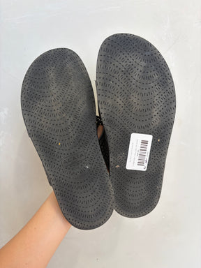 Alaia Black Laser Cut Slides, 40