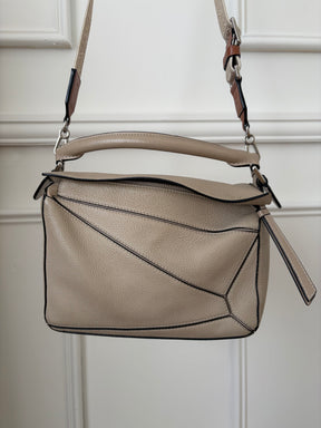 Loewe Small Puzzle Bag In Light Taupe With Anagram Strap