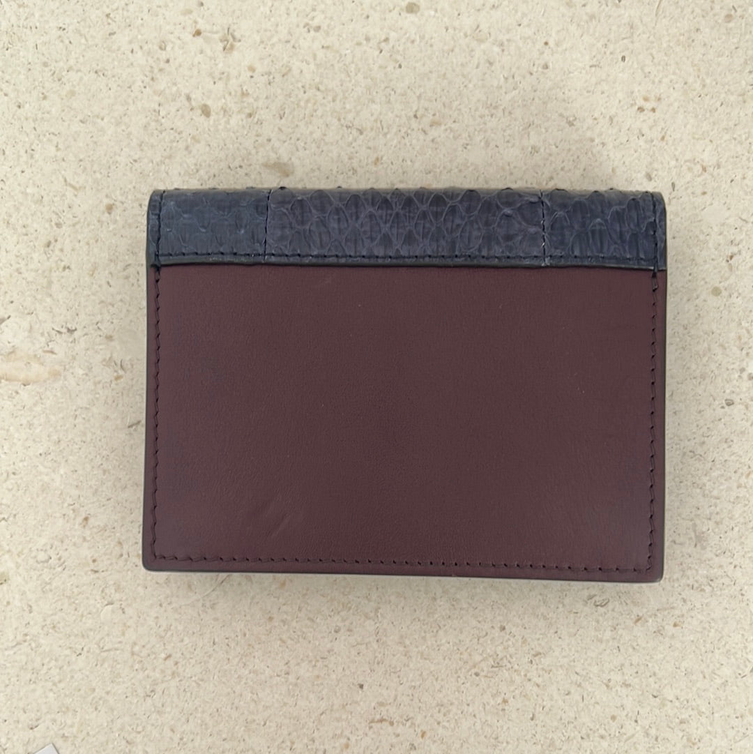 Céline Python Envelope Purse in Maroon and Navy
