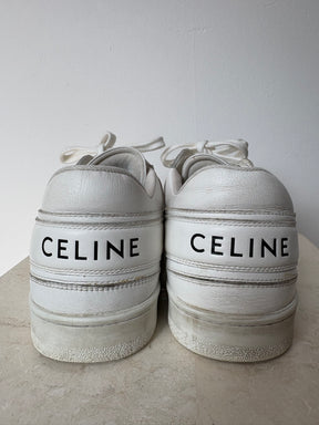 Celine White Low Lace Up Sneakers, 39