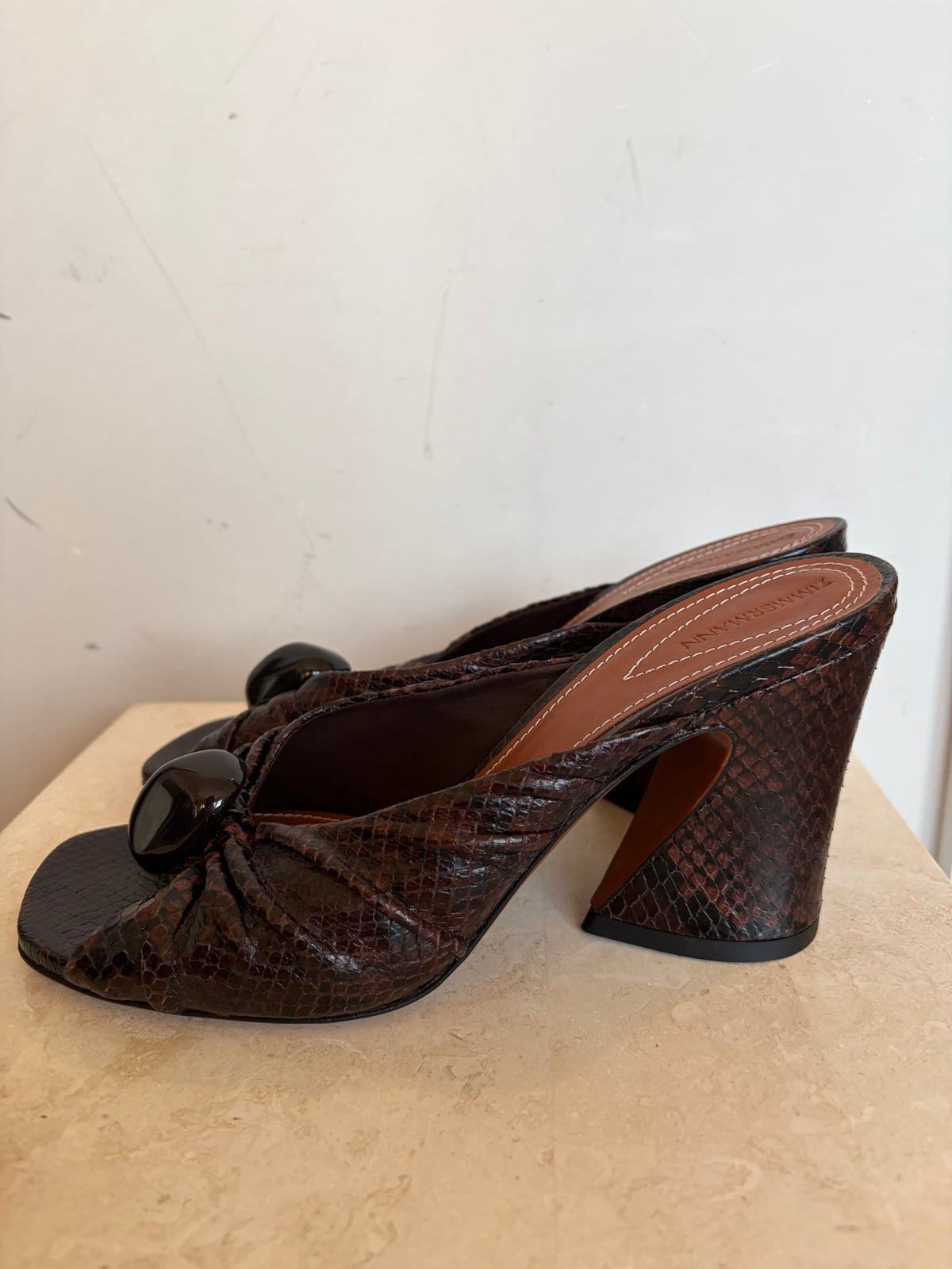 Zimmermann Brown and Black Python Embossed Stone Mules, 39