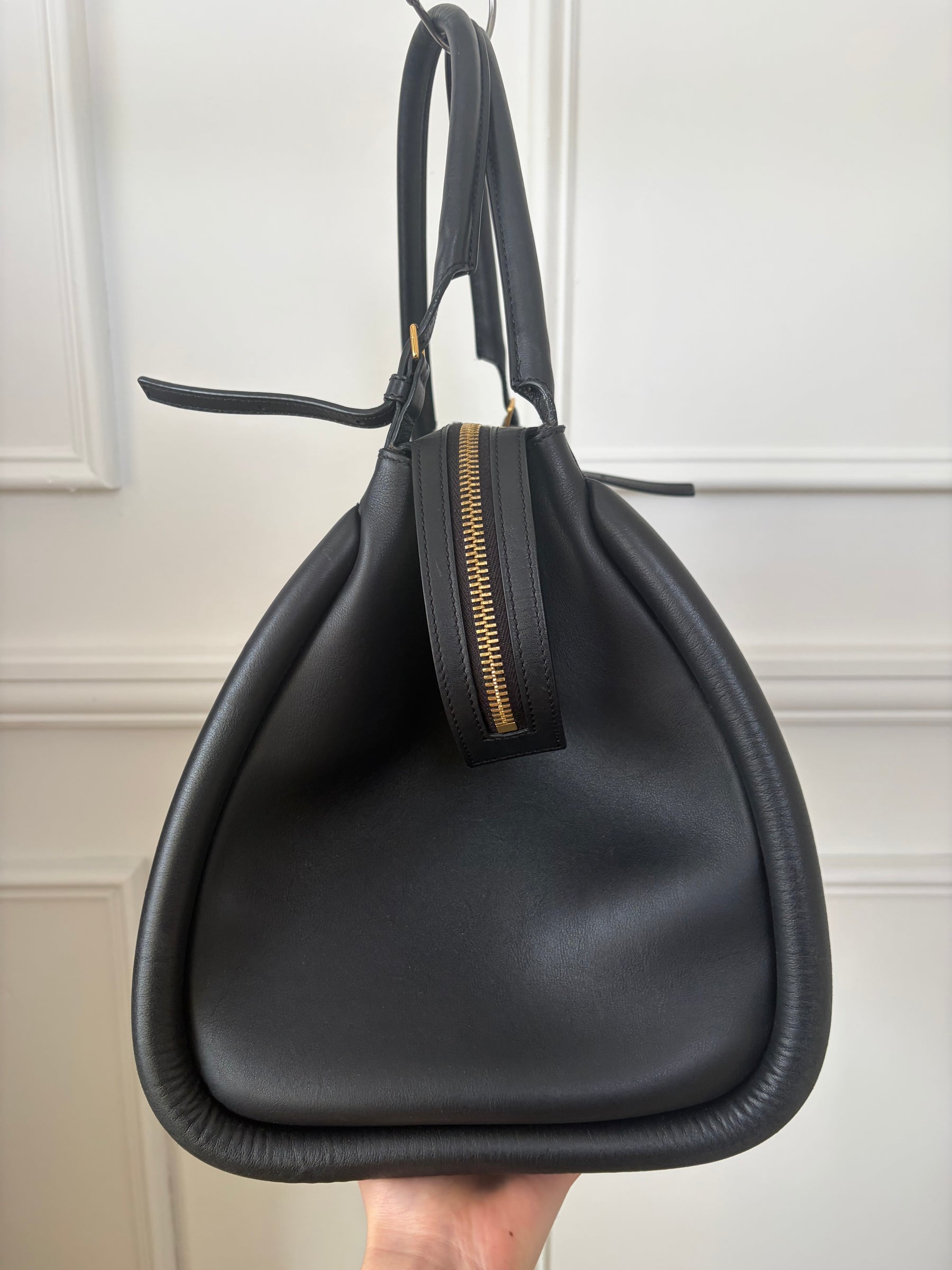 JW Anderson Black Leather Bumper Zipped Tote