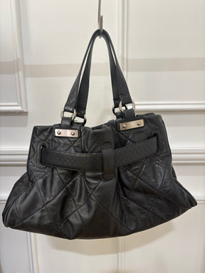Chanel Large Leather Quilted Tote with Silver Hardware