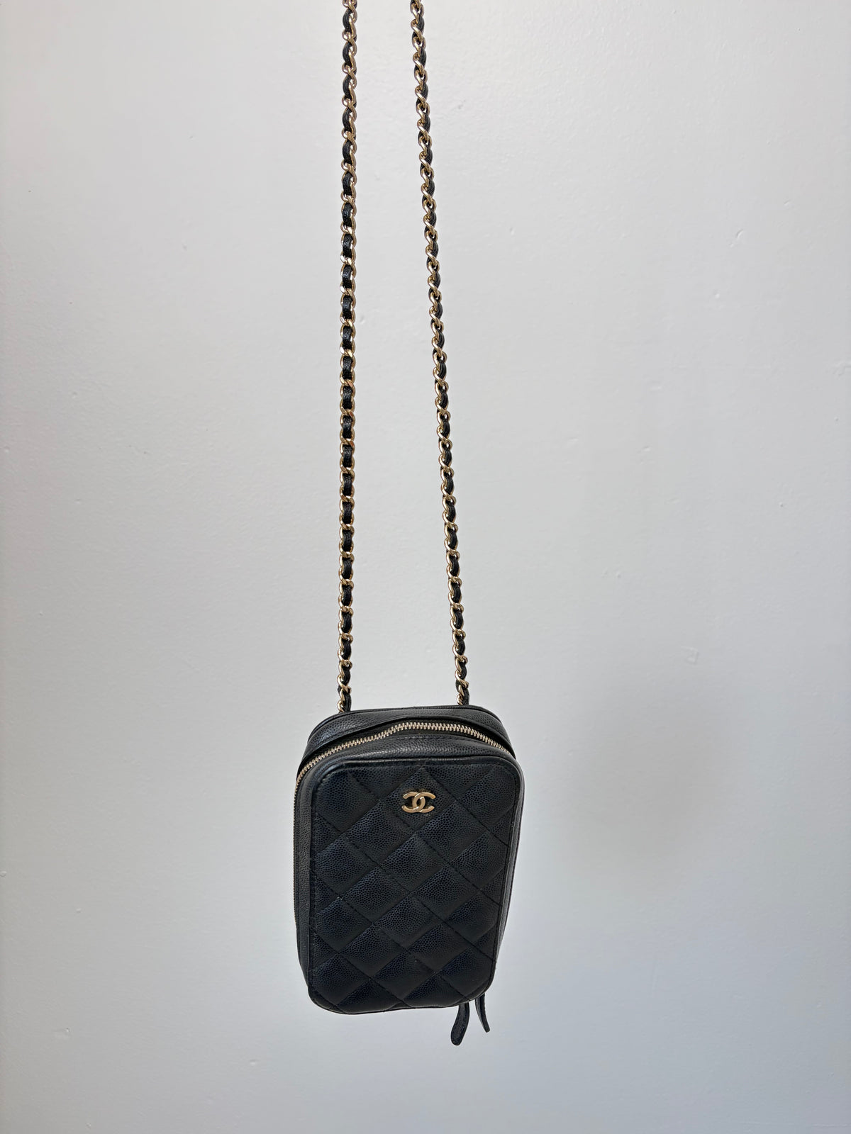 Chanel Black Caviar Leather Crossbody Pouch Bag