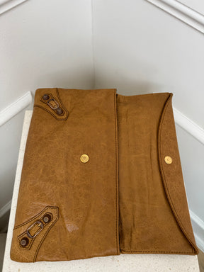 Balenciaga City Clutch In Camel