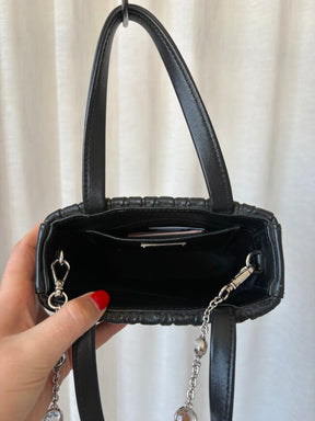 Miu Miu Black Matelasse Mini Crystal Chain Tote Bag
