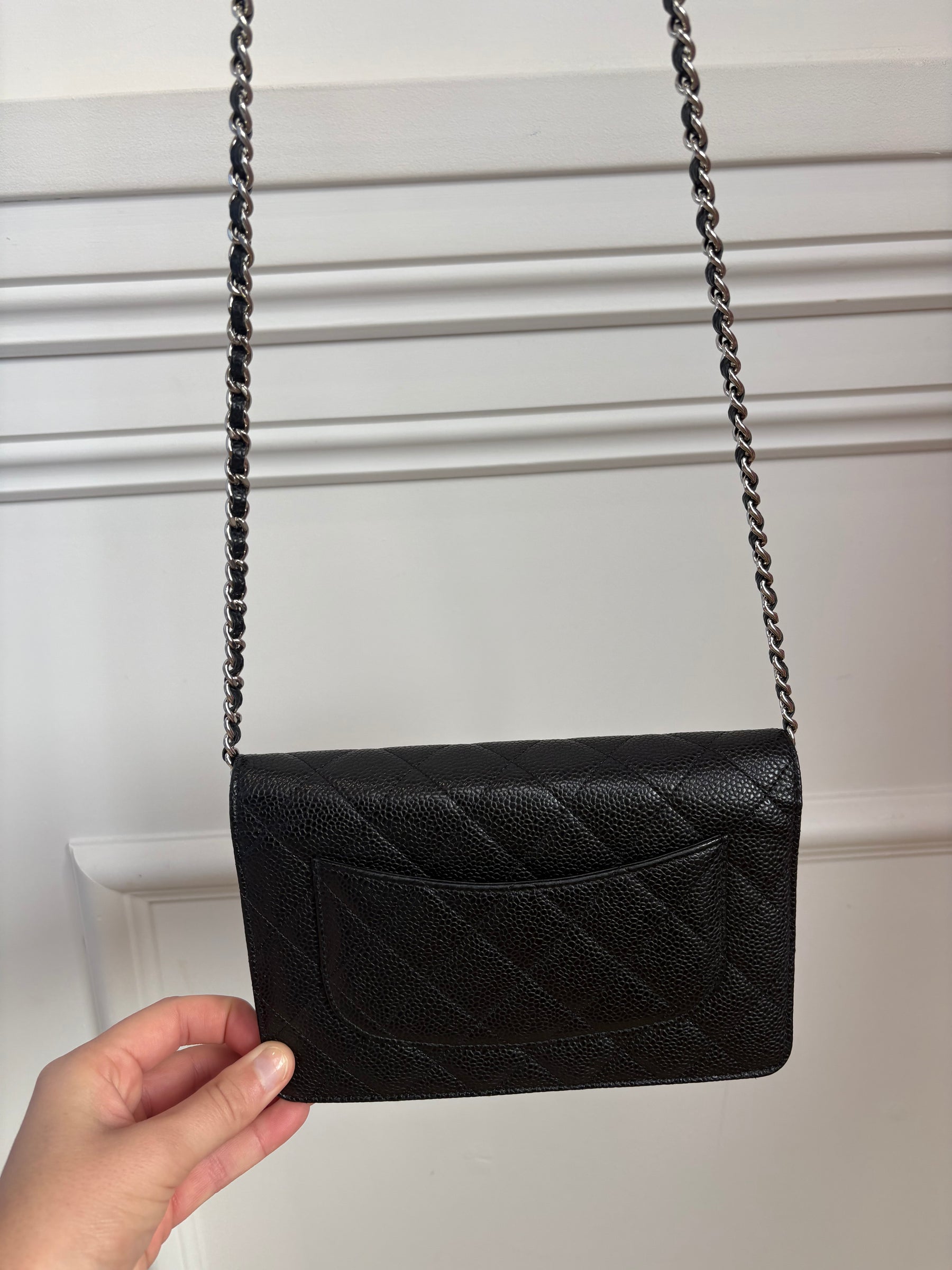 Chanel Black Caviar Leather Wallet on Chain