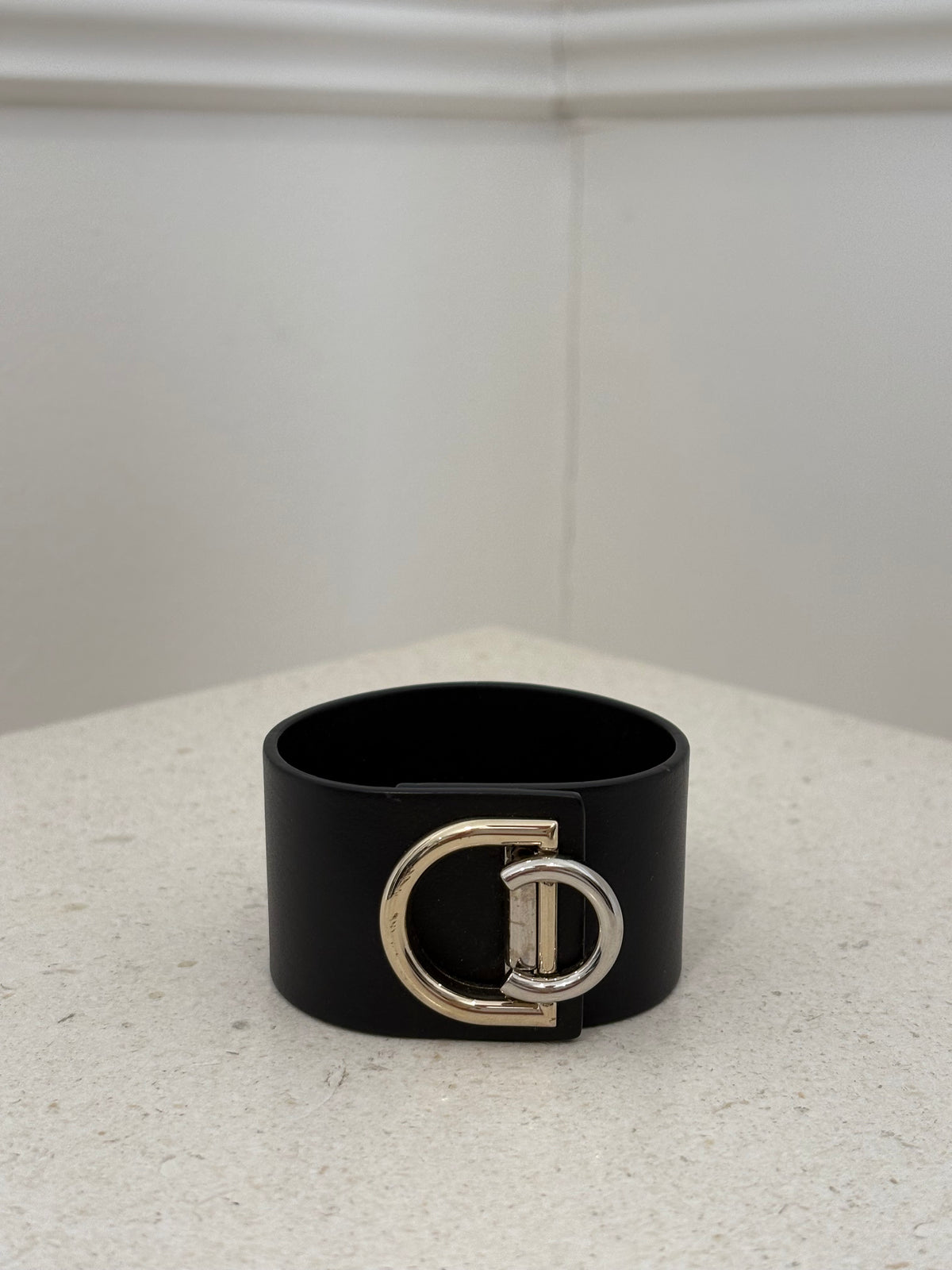 Dior Black Leather CD Bracelet