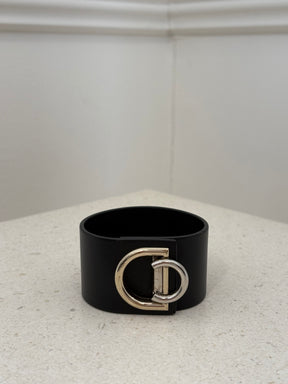 Dior Black Leather CD Bracelet