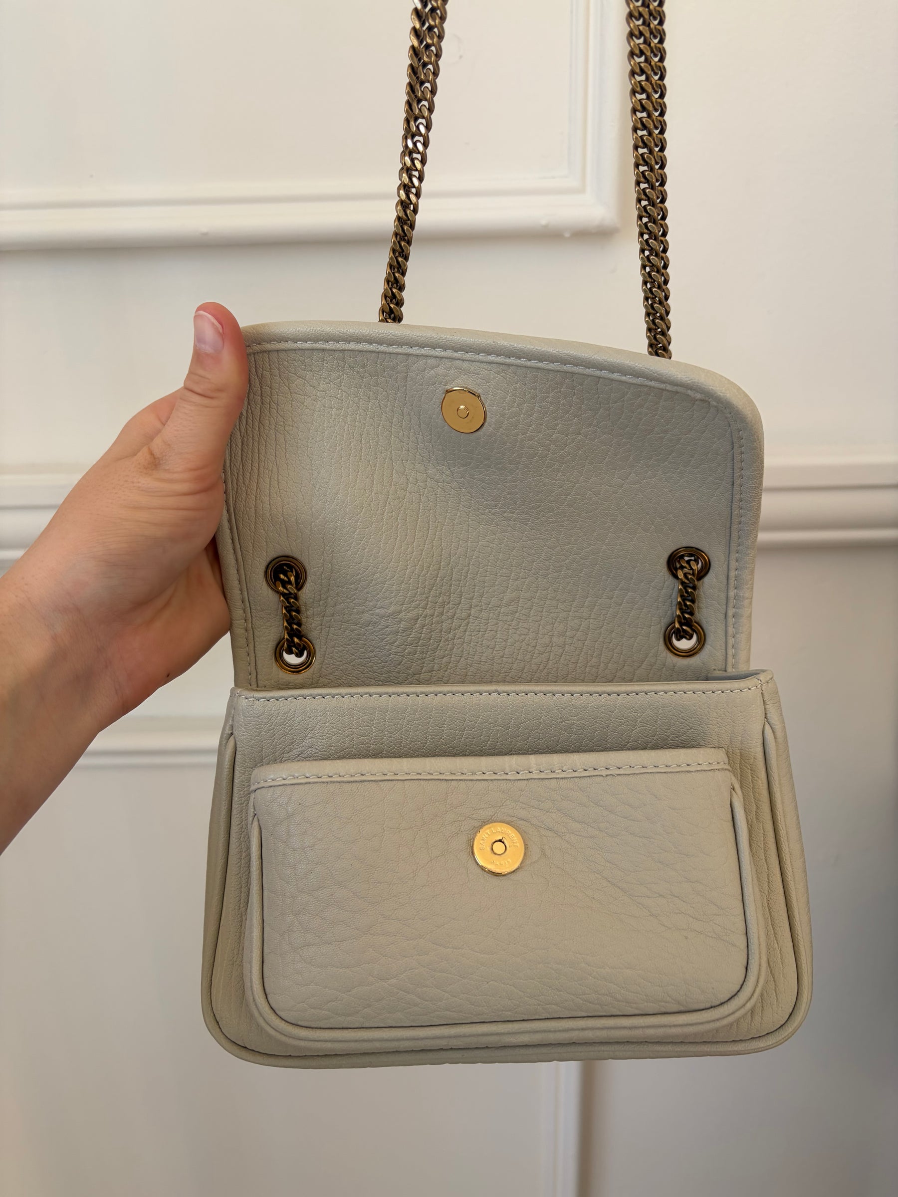 Saint Laurent Ivory Leather Baby Nikki Bag
