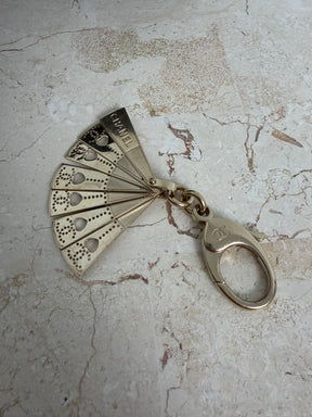 Chanel Gold Tone Fan Key Ring