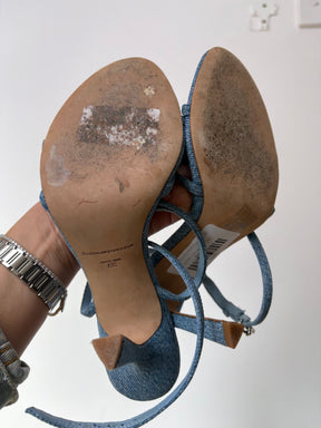Alexander Wang Blue Denim Strappy Heels, 39