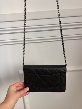 Chanel Black Caviar Leather Wallet on Chain