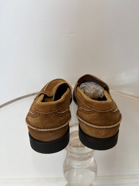 Miu Miu Brown Suede Penny Loafers, 37