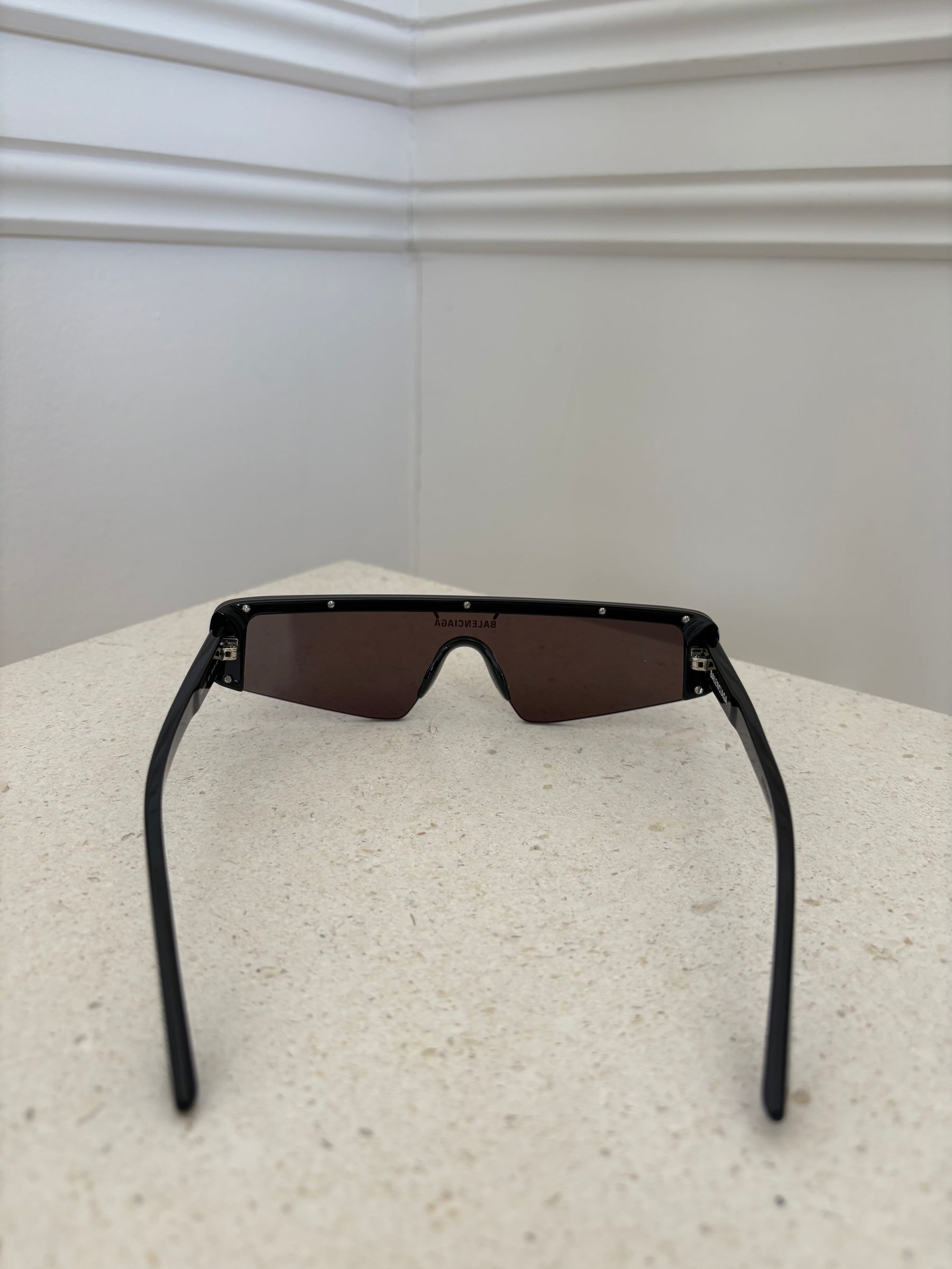 Balenciaga Black Logo Flat Top Sunglasses