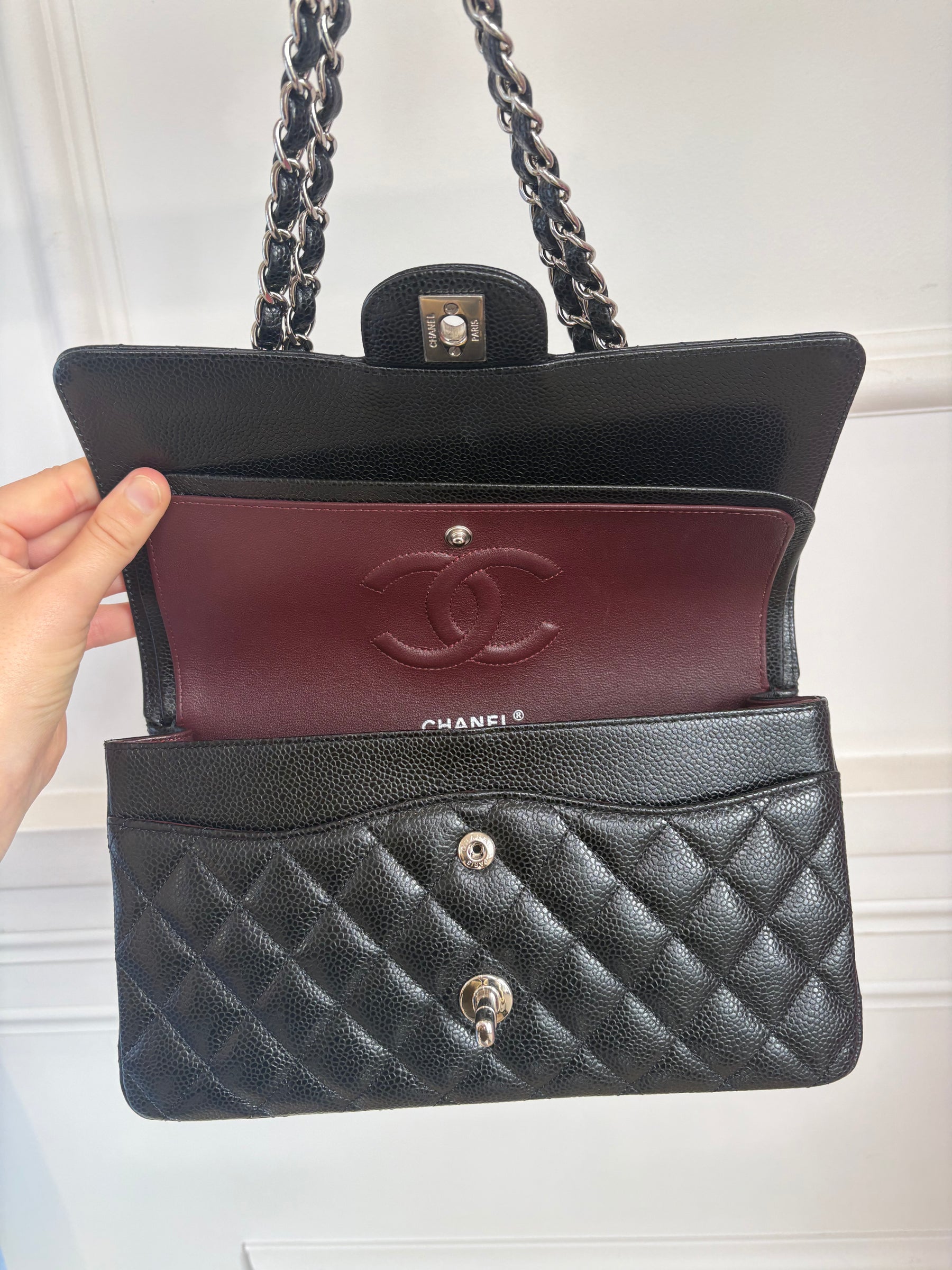 Chanel Black Caviar Leather Medium Classic Flap