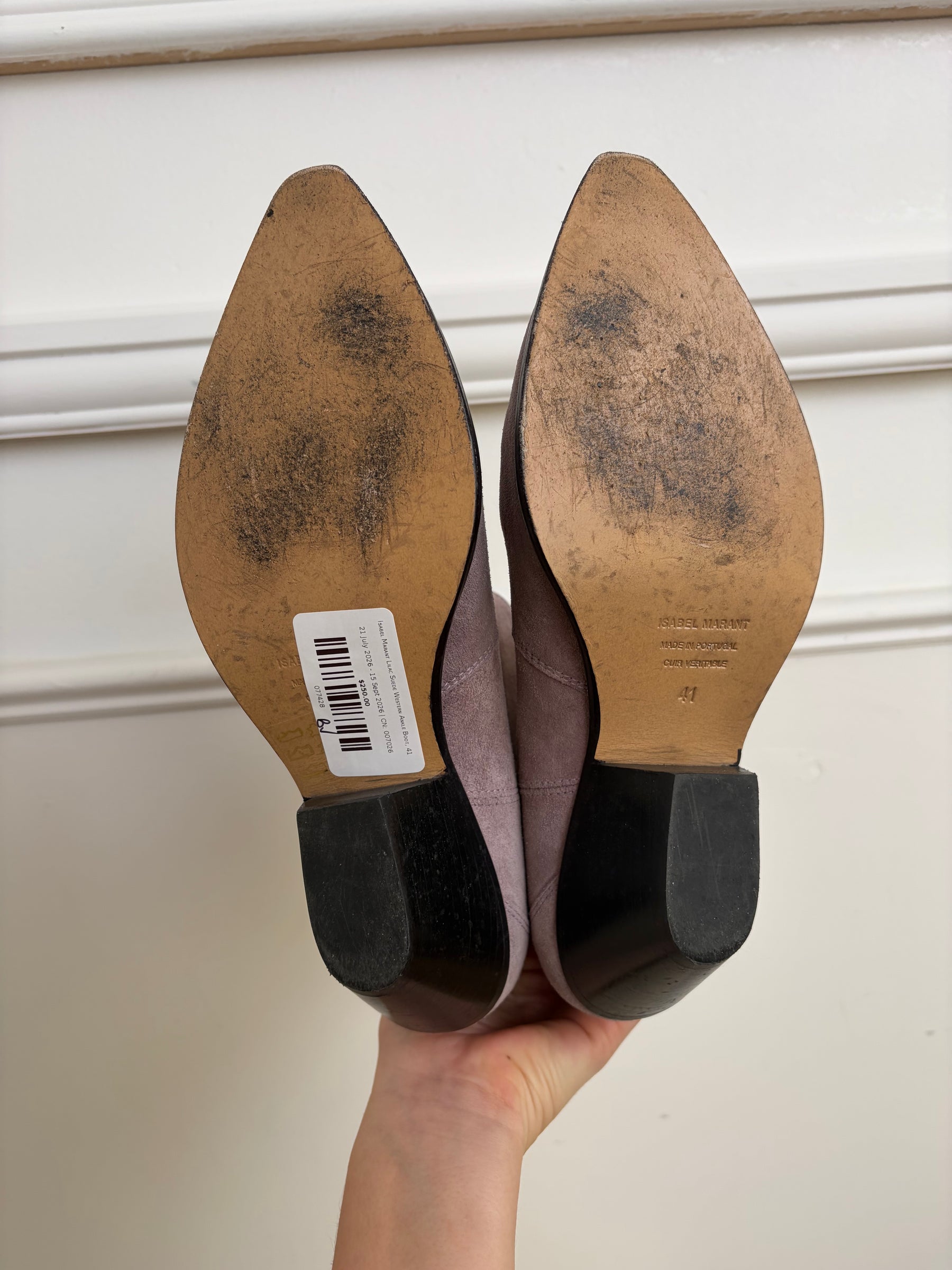 Isabel Marant Lilac Suede Western Ankle Boot, 41
