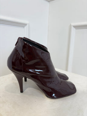 Phoebe Philo Aubergine Patent Square Toe Heeled Boot, 39