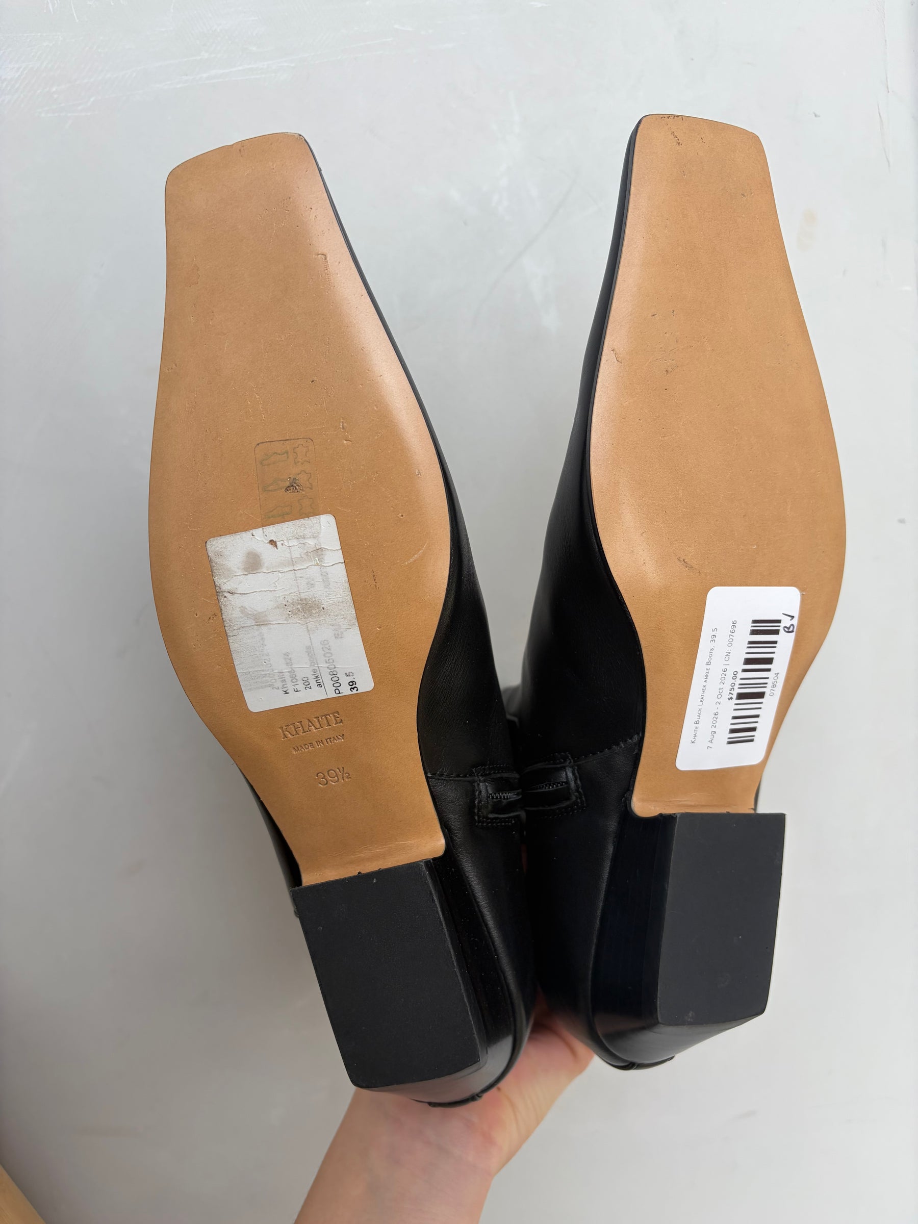 Khaite Black Leather ankle Boots, 39.5