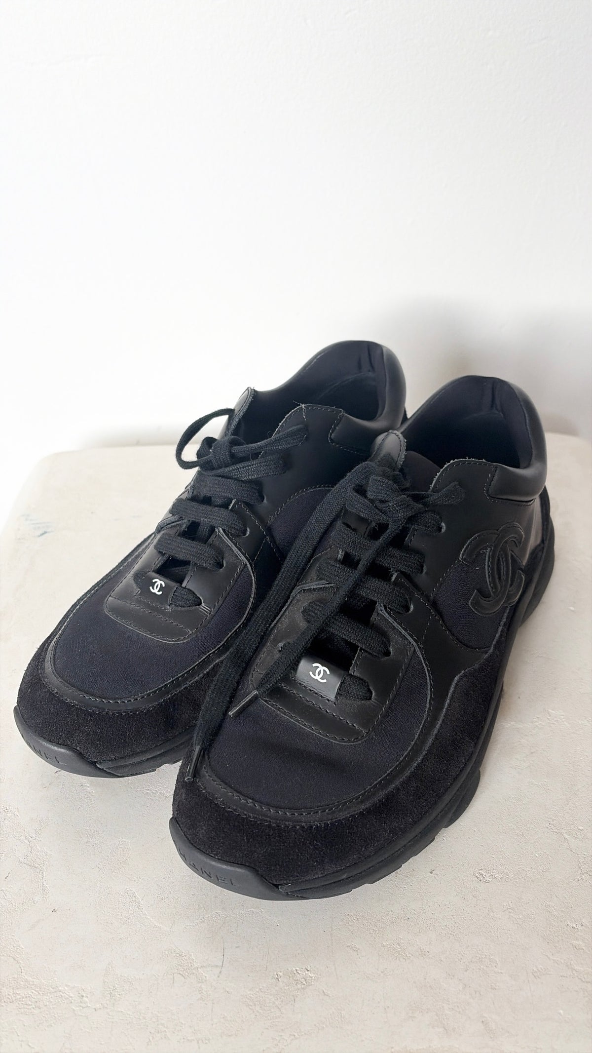 Chanel Black CC Sneakers, 41