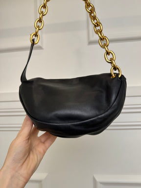 Bottega Veneta Black Leather Pouch Chain Belt Bag