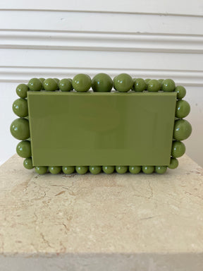 Cult Gaia Apple Green Beaded Eos Clutch