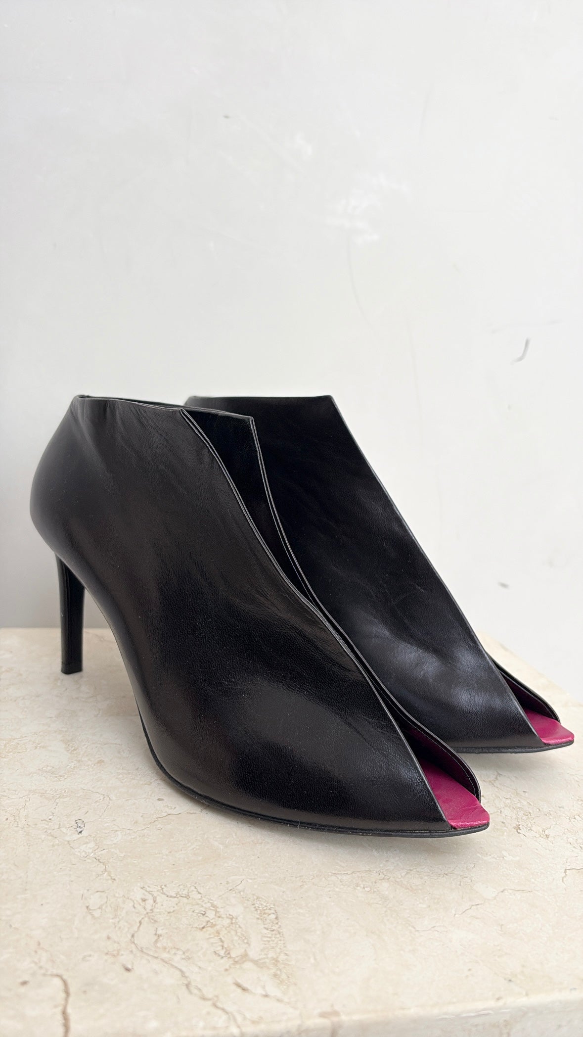 Balenciaga Split Toe Pull On Ankle Boot Pink Trim, 38