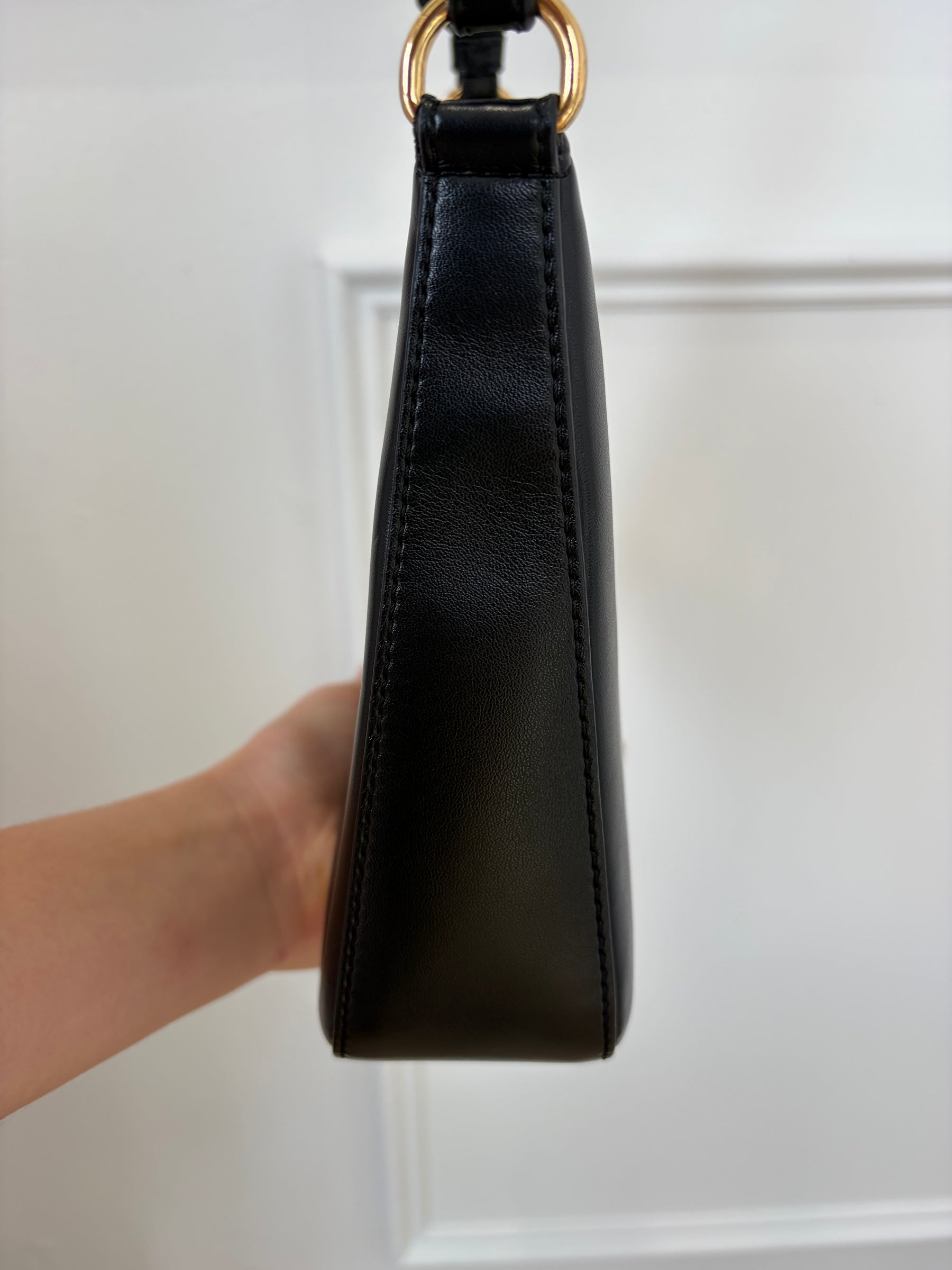 Stella McCartney Black Faux Leather Logo Strap Crossbody bag