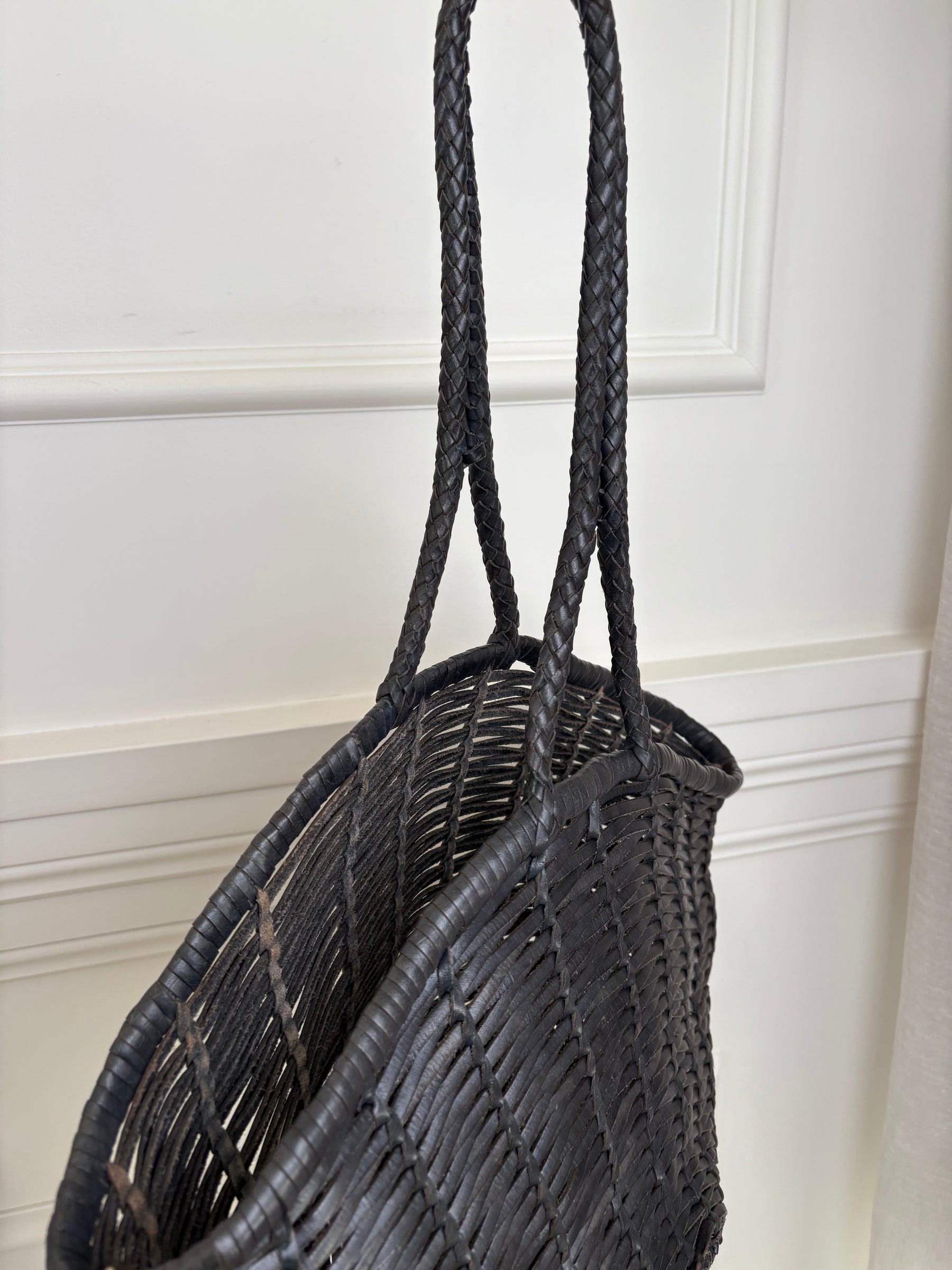 dragon diffusion Charcoal Woven Leather Basket Bag