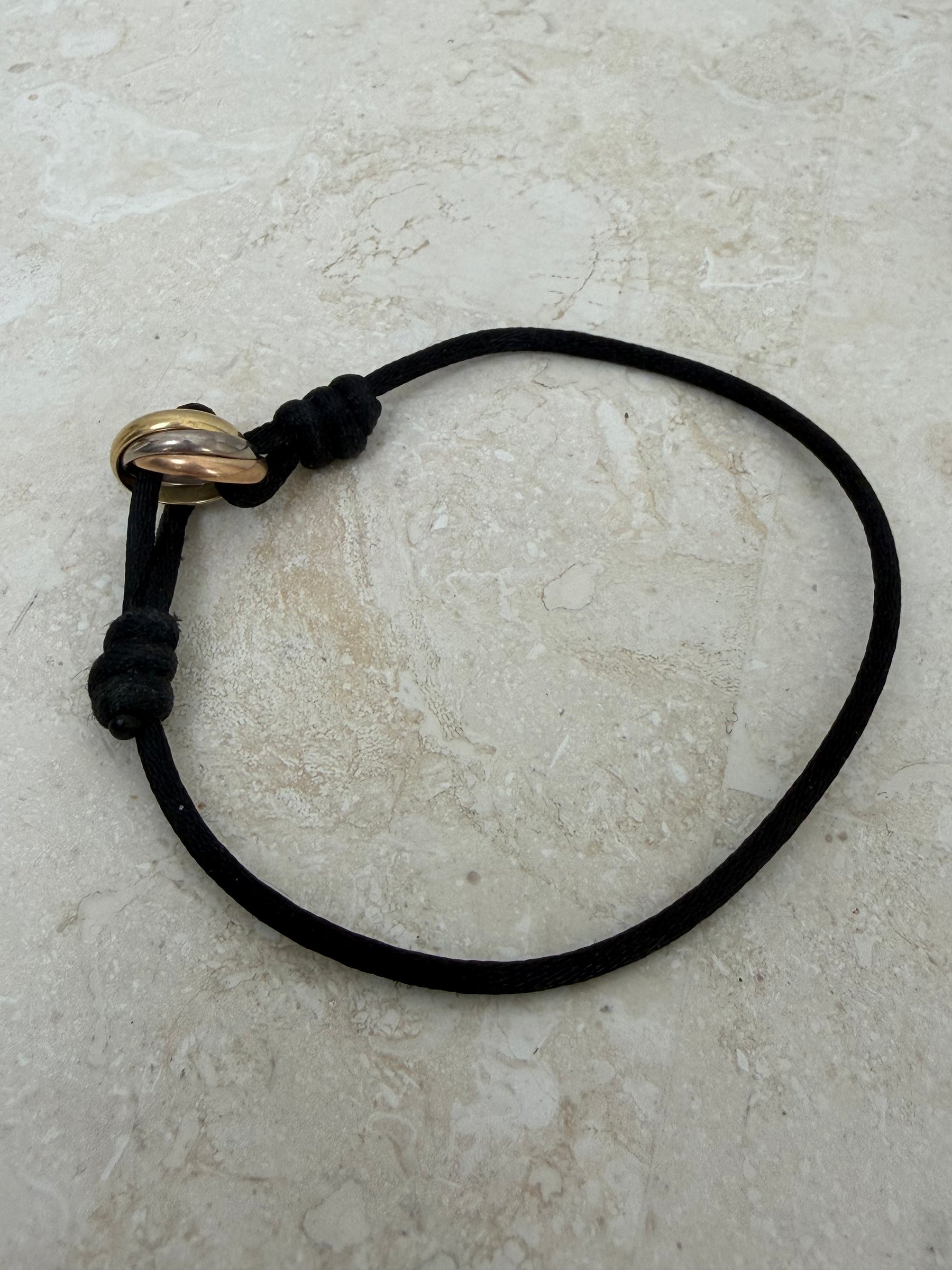 Cartier Black Silk Cord Trinity Bracelet