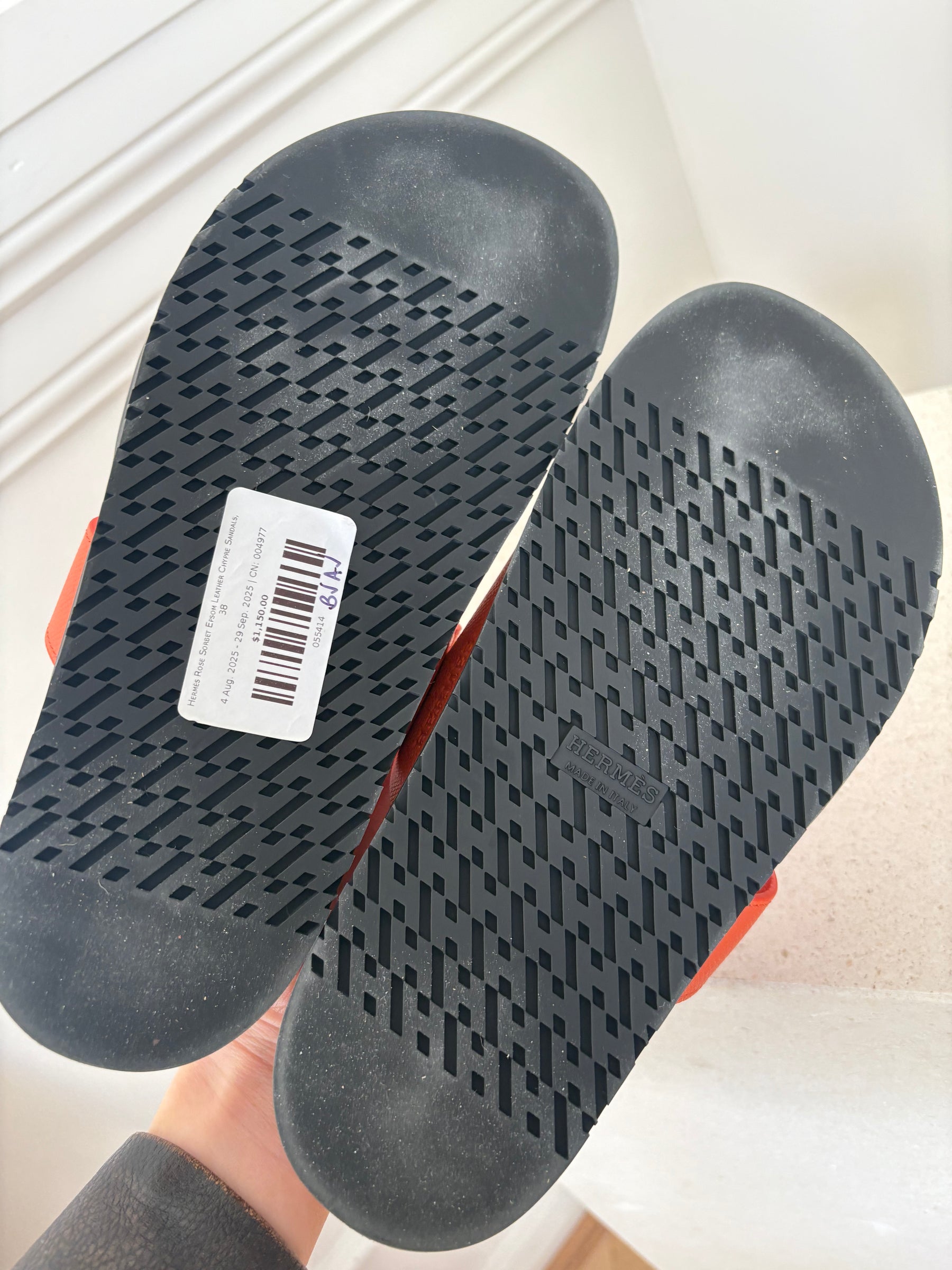 Hermès Rose Sorbet Epsom Leather Chypre Sandals, 38