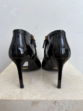 Gucci Black Patent Leather Pointed Ankle Boots, 37