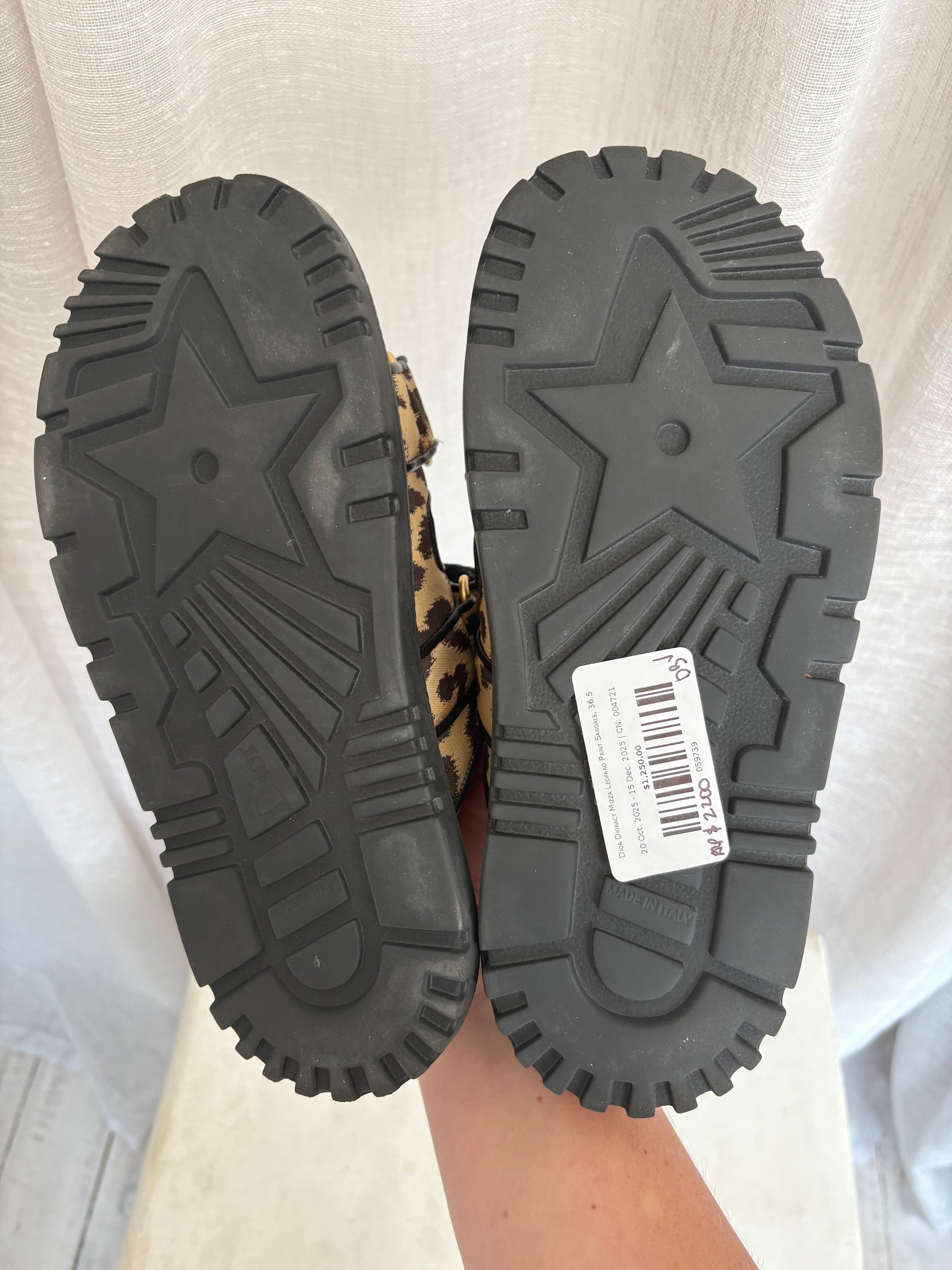 Dior Dioract Mizza Leopard Print Sandals, 36.5