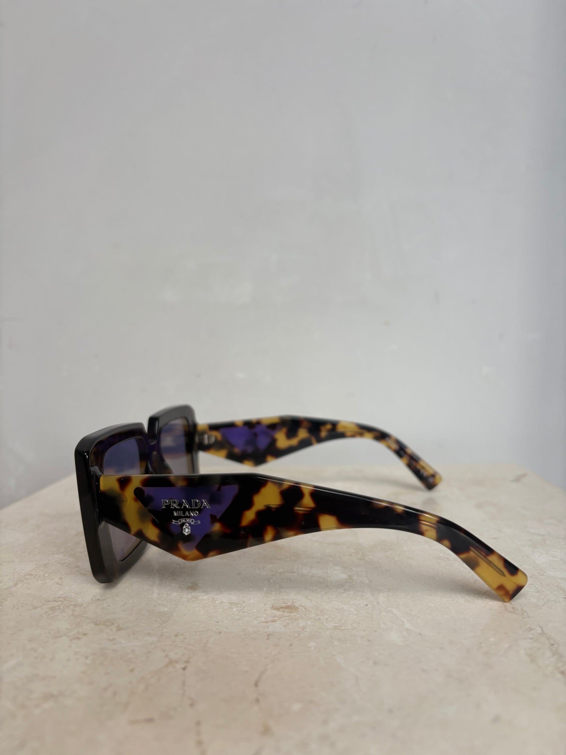 Prada Square Tortoishell Sunglasses Wide Fit