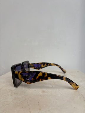 Prada Square Tortoishell Sunglasses Wide Fit