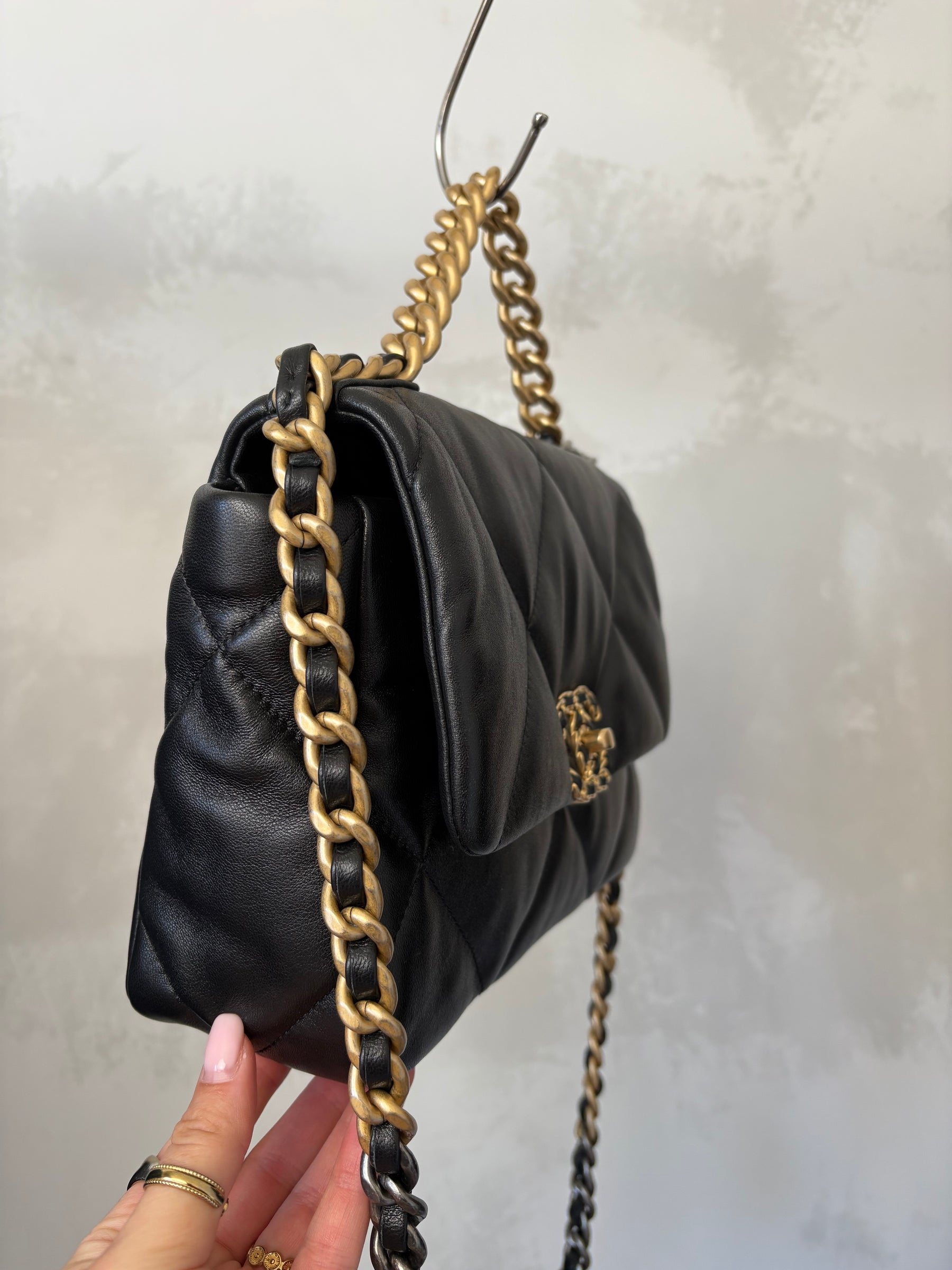 Chanel Black Leather Small 19 Bag