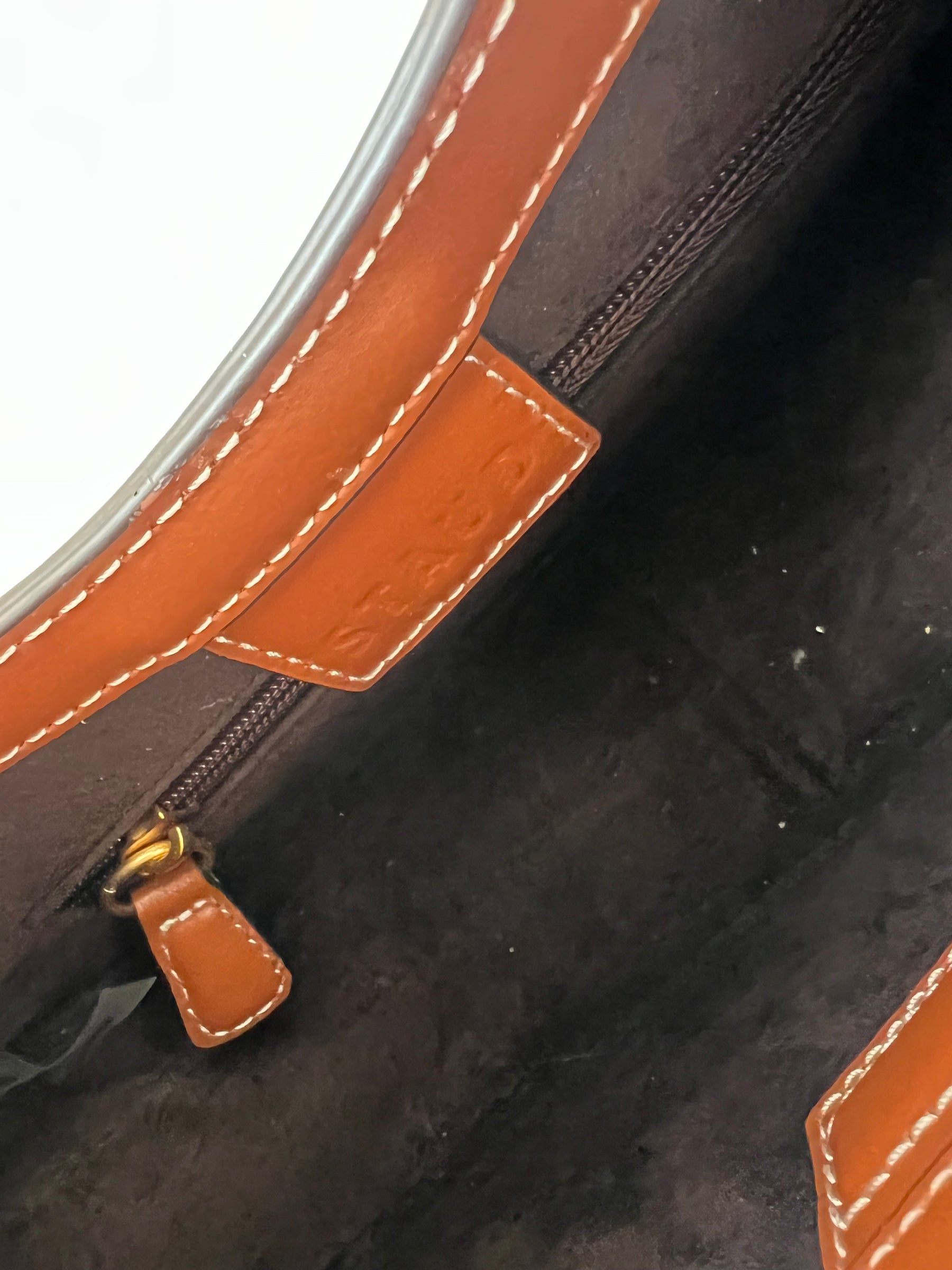 STAUD Tan Leather Mini Moon Bag