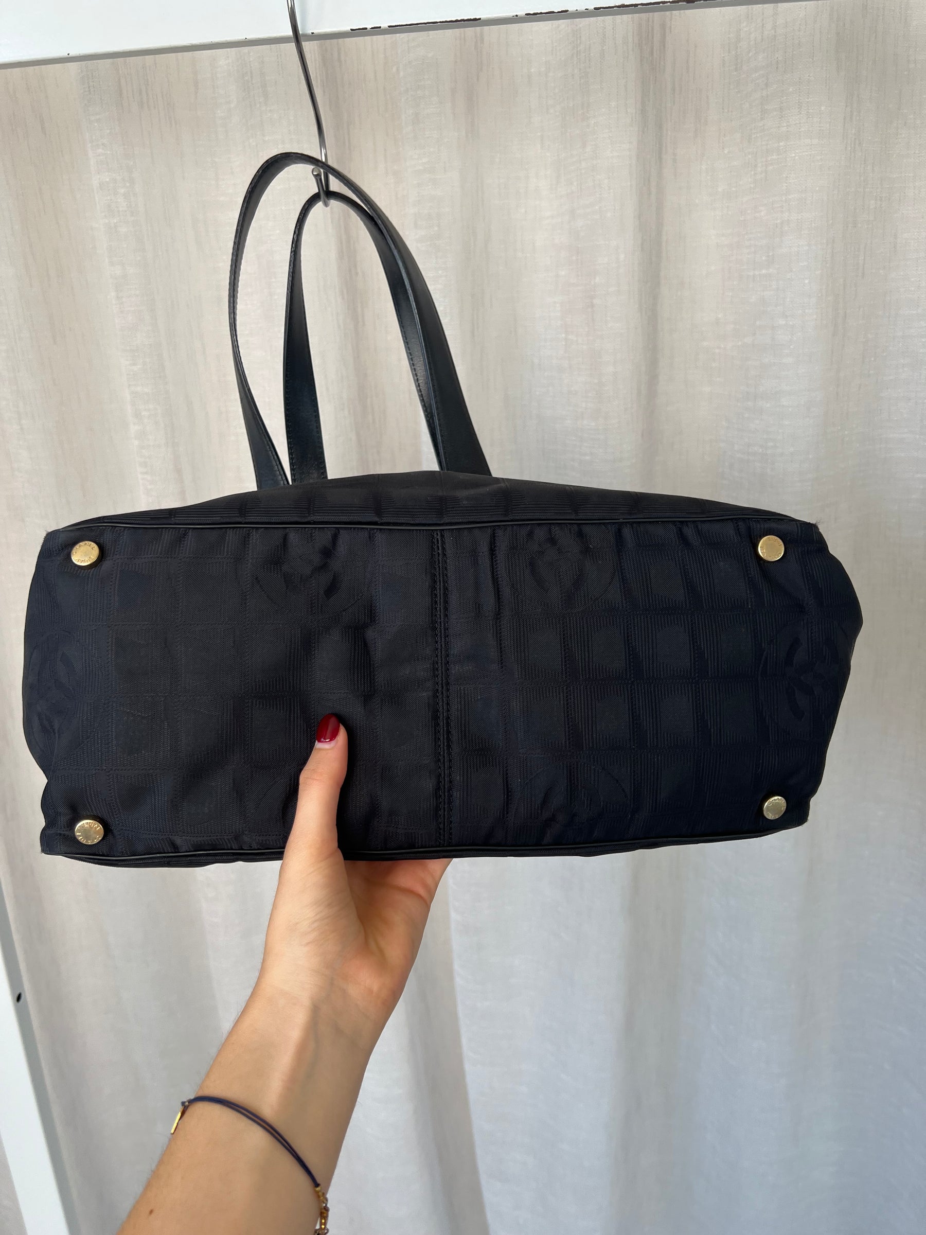 Chanel Black Nylon Logo 'Travel Line' Tote