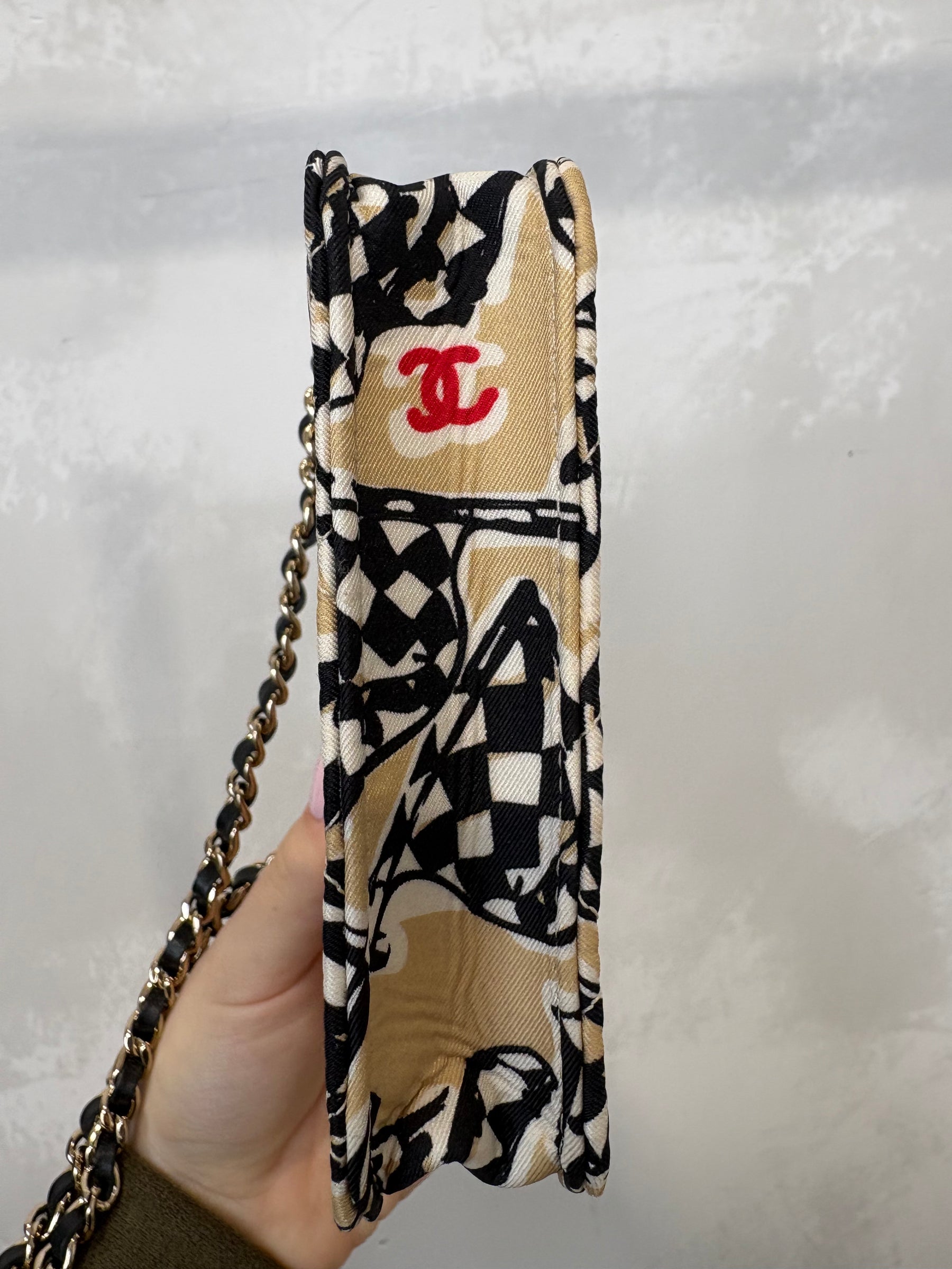 Chanel Beige and Black Flag Print Mini Bag