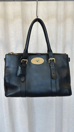 Mulberry Black Leathert Double Zipped Bayswater Tote