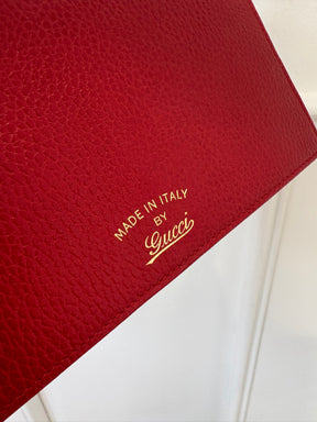 Gucci Red Grained Leather Crossbody Swing Bag