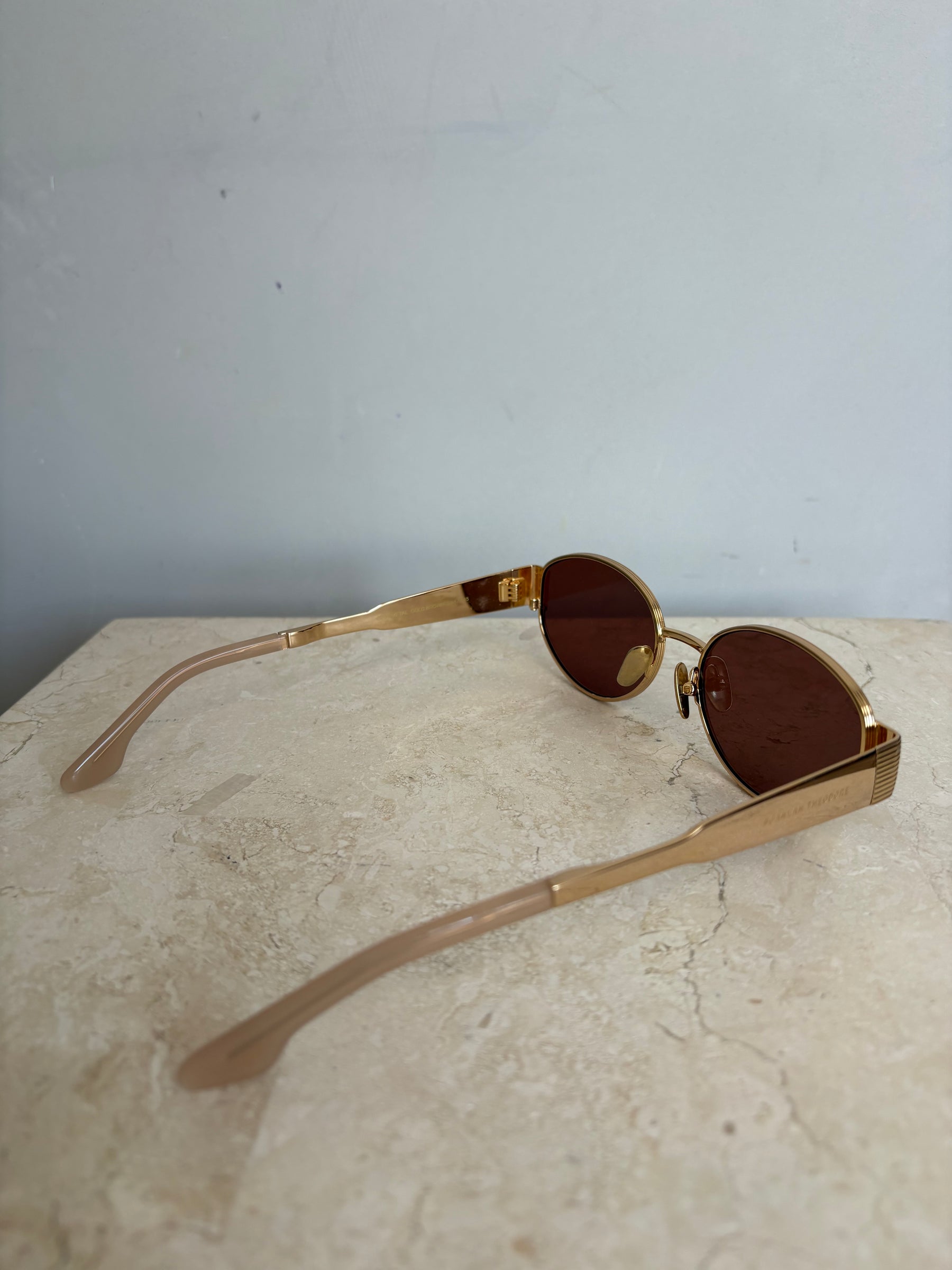 Scnalan Theodore Gold Oval Sunglasses