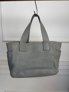Miu Miu Grey Leather Mini Logo Tote