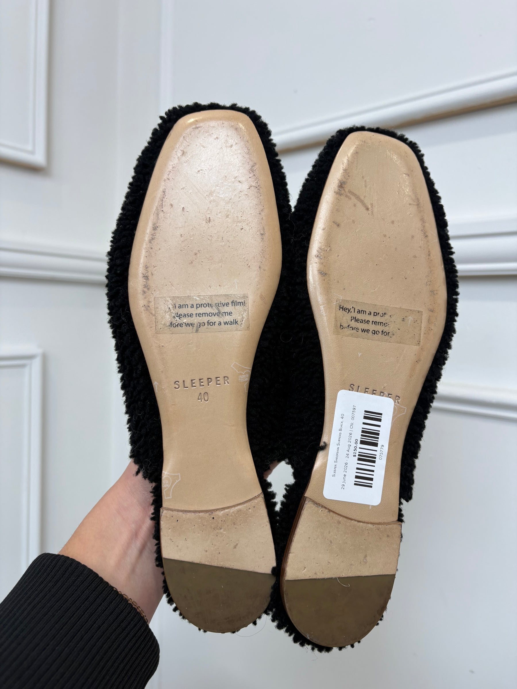 Sleeper Sheepskin Slippers Black, 40