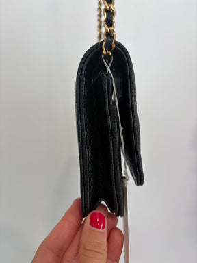 LAYBY PAYMENT 1/3 Chanel Black Caviar Leather Wallet on Chain $3325 remaining, SKU 067652