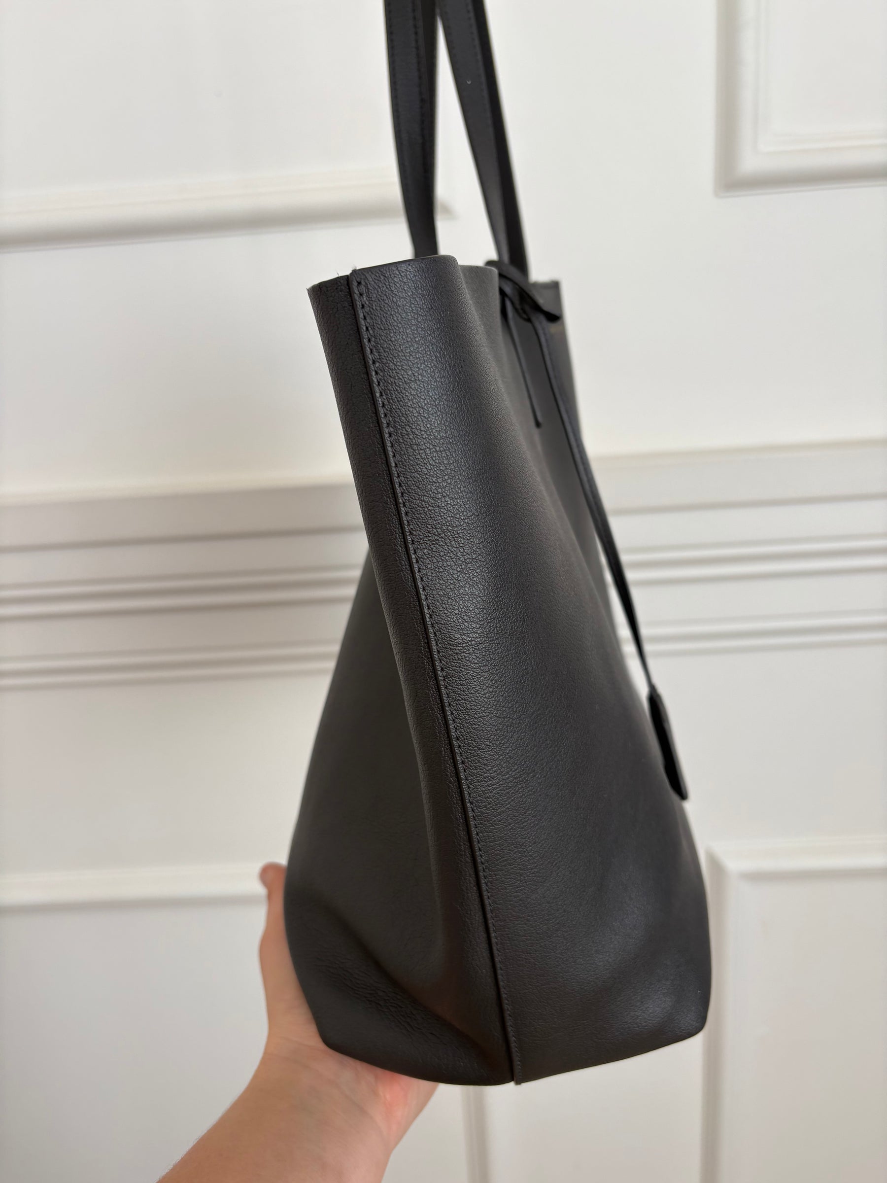 YSL Leather Tote Dark Brown