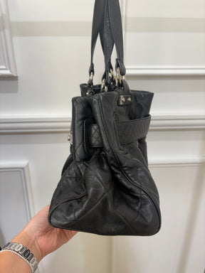 Chanel Large Leather Quilted Tote with Silver Hardware