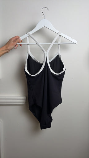 Chanel Black with White Trim Logo One Piece Swimsuit, 44 FR