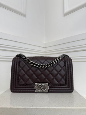 Chanel Dark Brown Leather Medium Boy Bag